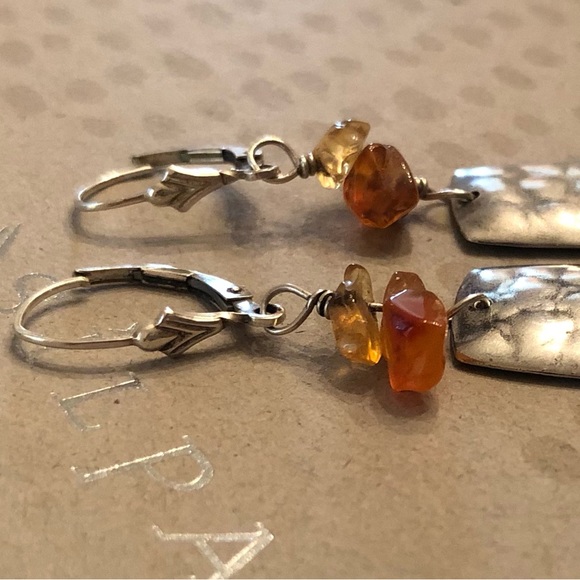 Rare Vintage Silpada Sterling Silver Citrine and Carnelian Stone Earrings W0887 - Picture 14 of 16